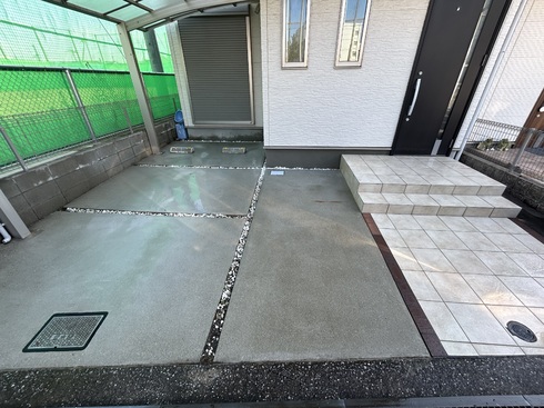 伊丹市K様邸　タイヤ跡もキレイに洗浄できます！